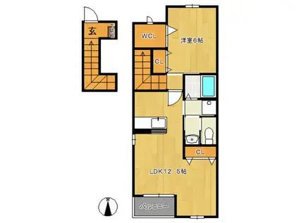 セレノI(1LDK/2階)の間取り写真