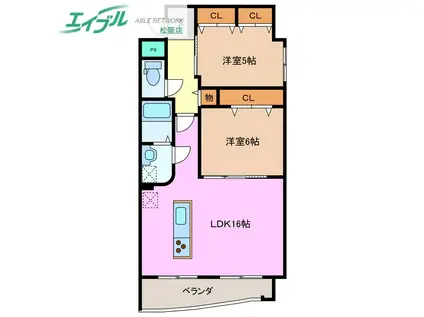 ル・クール(2LDK/4階)の間取り写真