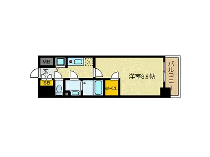 プレサンス栄ライズ(1K/12階)の間取り写真