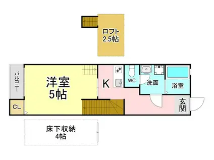 トレビアン本城(1K/1階)の間取り写真