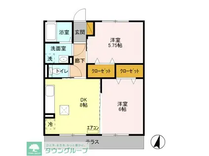 アルタイル(2DK/1階)の間取り写真