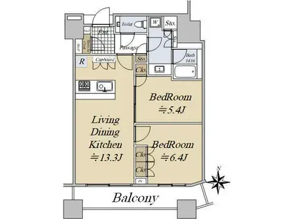 コンシェリア西新宿 TOWERS ウエスト(2LDK/33階)の間取り写真