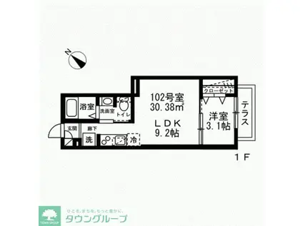 クレールドルネ(1LDK/1階)の間取り写真