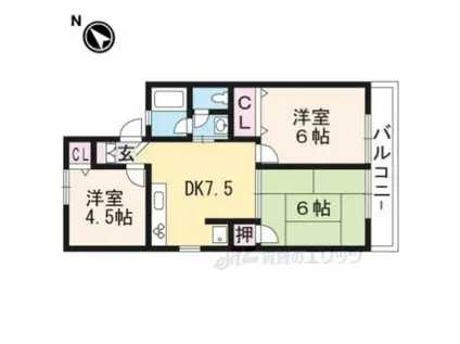 ルイセナー野洲(3DK/2階)の間取り写真