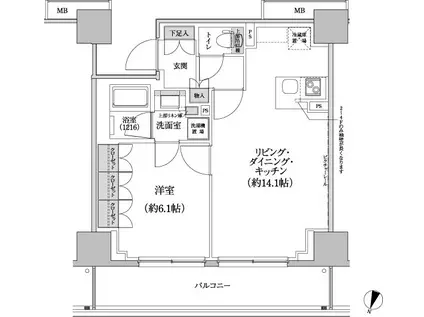 パークハビオ渋谷本町レジデンス(1LDK/3階)の間取り写真