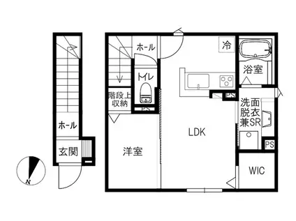 FOORIN(1LDK/2階)の間取り写真