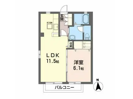 DISCUS F-1(1LDK/1階)の間取り写真