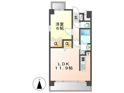 SCHLOSS菊園(1LDK/4階)の間取り写真