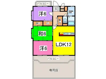 ベルメゾン出水(3LDK/1階)の間取り写真