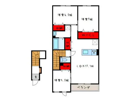 メゾンシード(3LDK/2階)の間取り写真