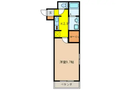 アンエリア(1K/1階)の間取り写真