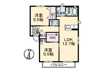 パティオ・ドゥ・シャーメゾンI(2LDK/2階)の間取り写真