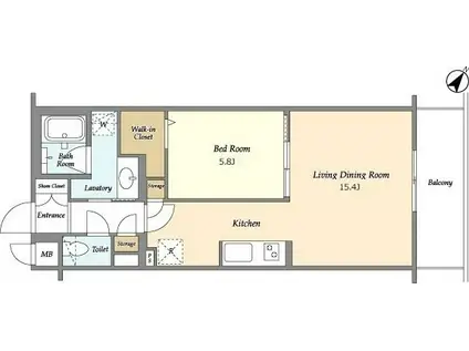 BLESS北新宿(1LDK/4階)の間取り写真