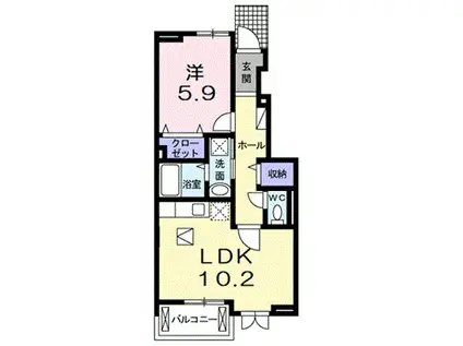 カーサ・デルソーレIII(1LDK/1階)の間取り写真