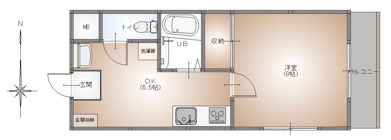 OMクレスト.373(1DK/1階)の間取り写真