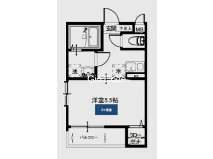 メルディア新里町(1K/1階)の間取り写真