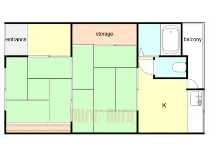 矢野文化(2K/2階)の間取り写真