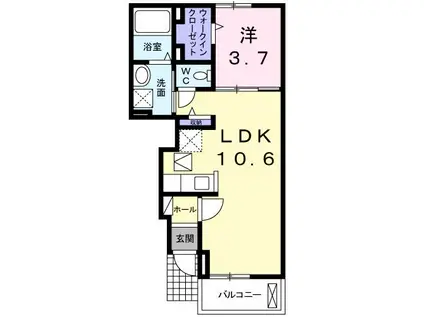 グラマシー・エスI(1LDK/1階)の間取り写真