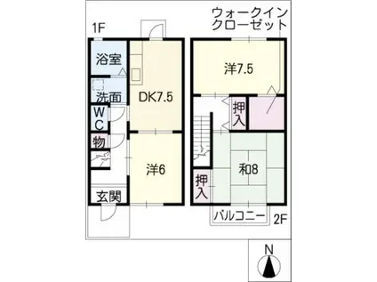 アイリス多米A棟(3DK/2階)の間取り写真