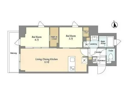 アイフラット品川戸越パークサイド(2LDK/3階)の間取り写真