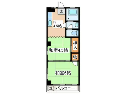 格子屋マンション(2K/4階)の間取り写真