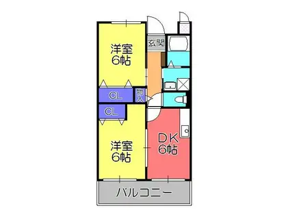 ファインリヴィエール(2DK/3階)の間取り写真