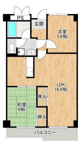 グランディール小山(2LDK/3階)の間取り写真