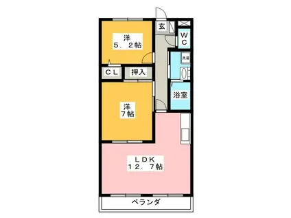 アクアハイツ(2LDK/1階)の間取り写真