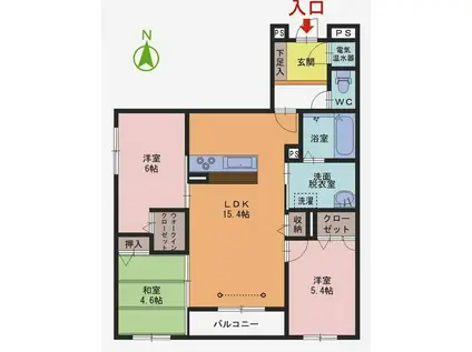 BEREO THE GARDENS大宮離宮(3LDK/1階)の間取り写真