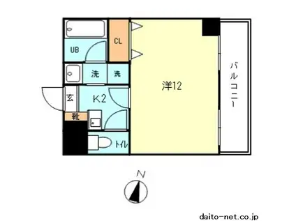 ソレム桜楓(1K/1階)の間取り写真