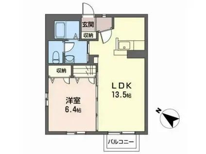 シャーメゾン米ヶ袋(1LDK/2階)の間取り写真