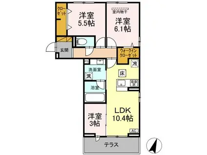 リシェスみのり台 A棟(3LDK/1階)の間取り写真
