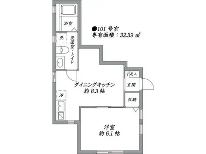 B-MARC(1DK/1階)の間取り写真