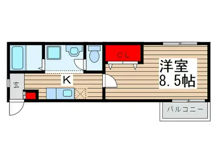 サンゴーマンションKT(1K/2階)の間取り写真