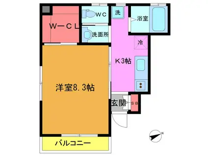 B-HAUS(1K/1階)の間取り写真