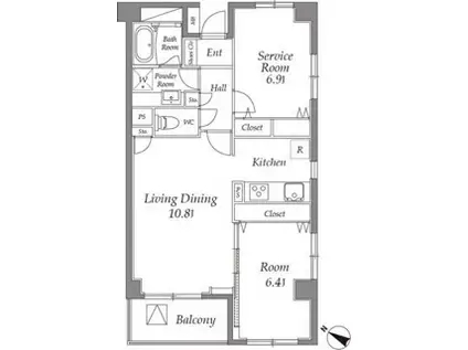 カスタリア目黒 1階(1SLDK/1階)の間取り写真