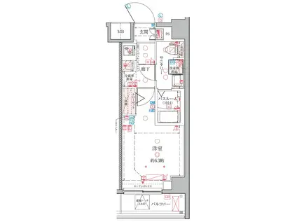 クレヴィスタ横浜綱島(1K/2階)の間取り写真