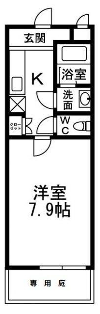 エタニティコートII番館(1K/1階)の間取り写真