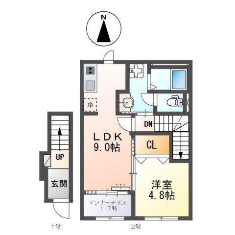 大口町 (1LDK/2階)の間取り写真