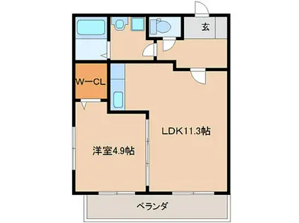 BELLSOLEILIIベルソレイユ(1LDK/1階)の間取り写真