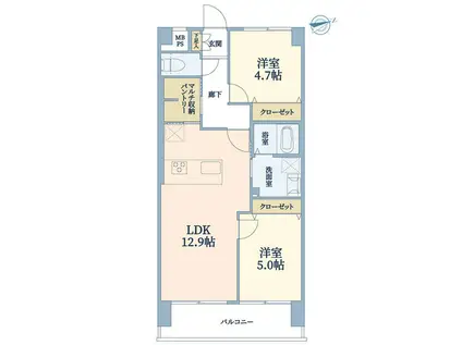 グローイン新宿御苑(2LDK/8階)の間取り写真