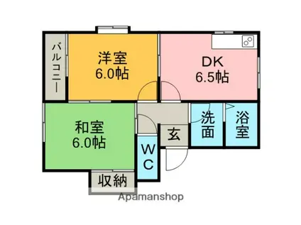 ペルソナIII(2DK/2階)の間取り写真