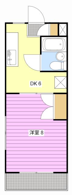 ライブ小島II(1DK/4階)の間取り写真