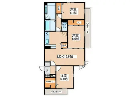 サザンショア東海岸(3LDK/3階)の間取り写真