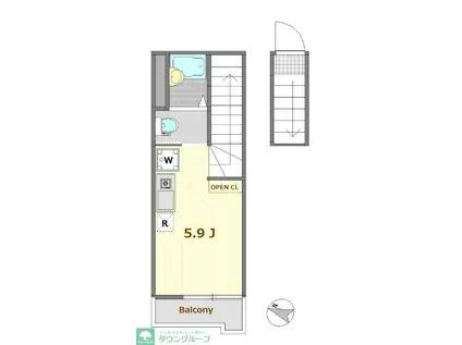 マーレ世田谷(ワンルーム/2階)の間取り写真