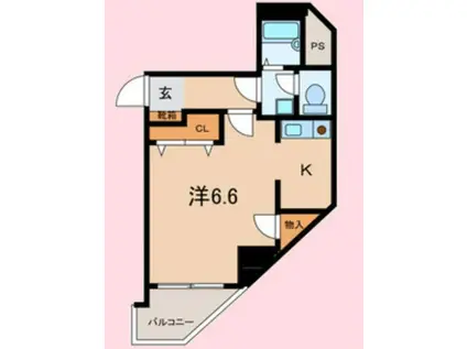 ビルクリバラ(1K/4階)の間取り写真