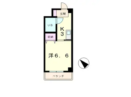 クローバーハイツⅠ(1K/2階)の間取り写真