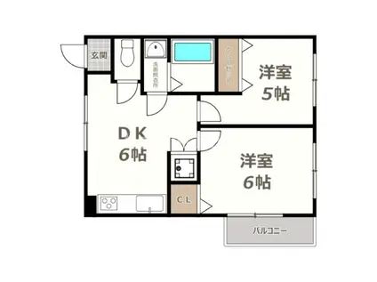 ヴィオール山坂(2DK/4階)の間取り写真