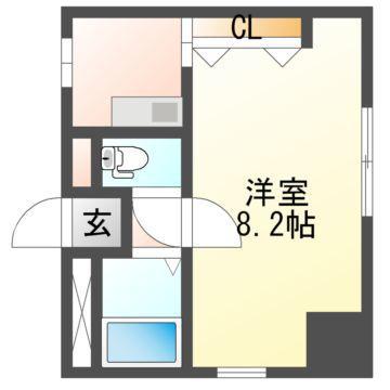 MHYビル清水(1K/4階)の間取り写真
