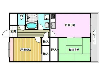 ラウレール・ヒラタ(2DK/3階)の間取り写真